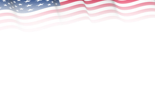 American flag top border illustration backdrop copy space election America USA memorial fourth of July 4th holiday faded overlay background