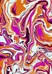 Fluid art texture. Abstract background with swirling paint effect. A4. Liquid acrylic picture that flows and splashes. Mixed paints for interior poster. yellow, pink, gray and burgundy overflowing