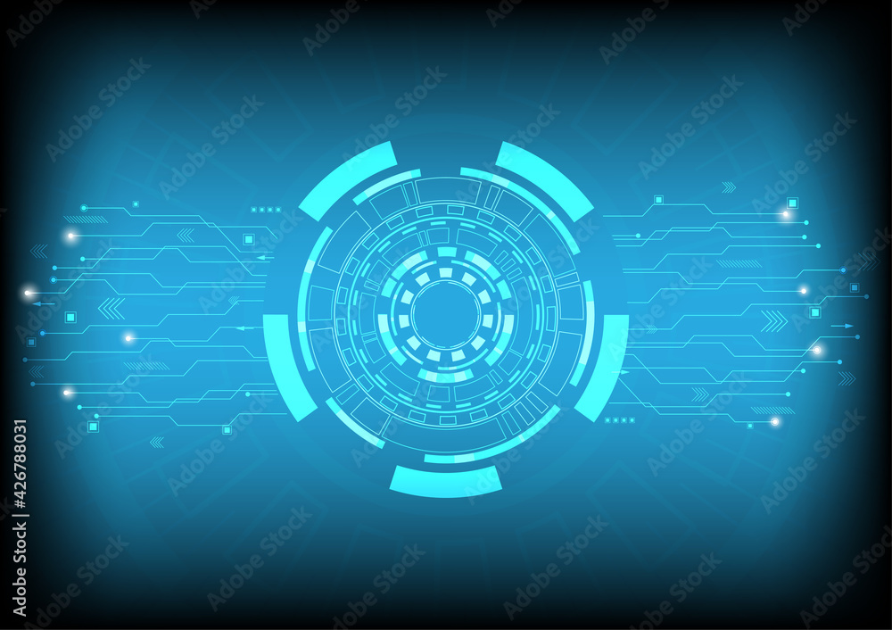 Poster abstract hi-tech background. future technology digital circuit network and circle shape innovation v