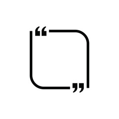 Quote frame on white background. Speech dialog frame with comma. Square bubble brackets. Quoting remark icons. Empty business card.Vector illustration. EPS 10.