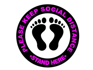 Social distancing signage or floor sticker for help reduce the risk of catching coronavirus Covid-19. vector sign templates 