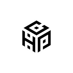 HCP hexagon letter logo design cube. Initial three letter template logo