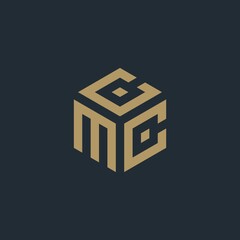 MCChexagon letter logo design cube. Initial three letter template logo