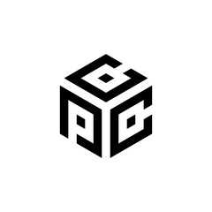 PCC hexagon letter logo design cube. Initial three letter template logo