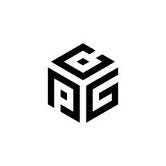 PCG hexagon letter logo design cube. Initial three letter template logo