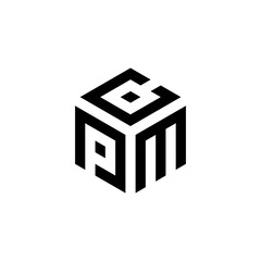 PCM hexagon letter logo design cube. Initial three letter template logo