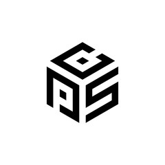 PCS hexagon letter logo design cube. Initial three letter template logo
