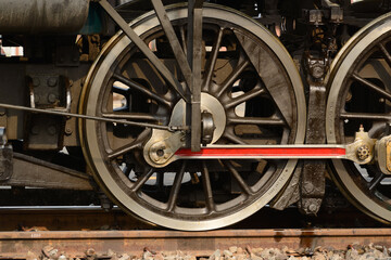 Wheel arrangement and Treadle of Pacific type steam locomotives on track.