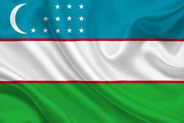 3D Flag of Uzbekistan on fabric