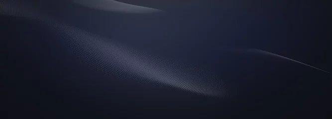 Wall murals Abstract digital wave technology with flowing particles. Connection lots and line on dark background. beautiful technology corporate concept background.
