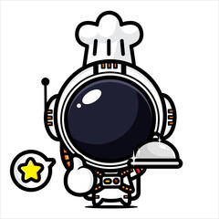 cartoon cute astronaut vector design to be a chef