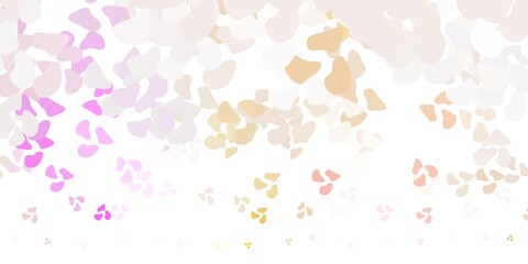 Light pink, yellow vector texture with memphis shapes.