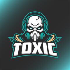 Illustration of Logo Skull Mascot with poison title