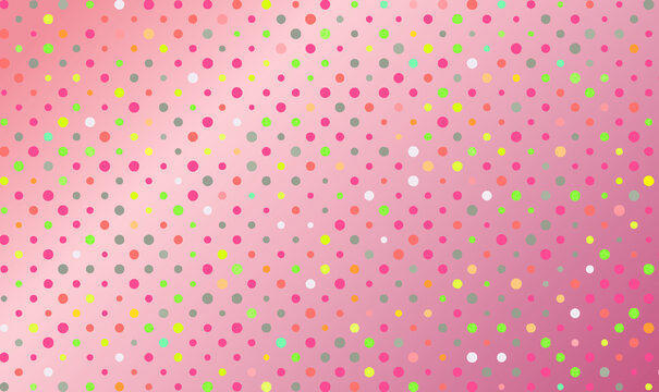 Colorful pastel polka dots vector on rose gold background. Lovely sweet backdrop. Seamless colorful retro dots pattern. Can used for gift paper, invitation card for kids, Wallpaper Interior,Book cover