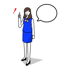 提案するビジネスウーマン アウトラインありアイソメトリックイラスト