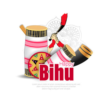 Traditional background for religious holiday festival of Assamese New Year Bihu.