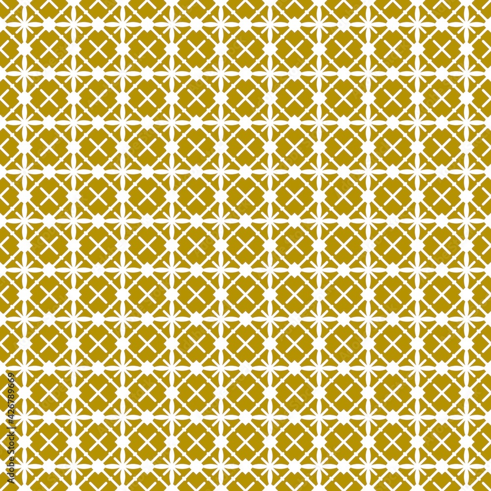 Poster geometric of rhombus and square pattern. design seamless white on gold background. design print for 