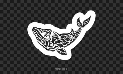 Whale print in Polynesia style. Isolated. Vector illustration