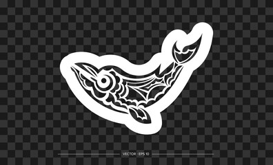 Whale print in Maori style. Isolated. Vector illustration