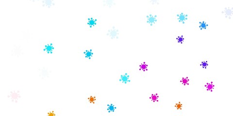 Light blue, red vector backdrop with virus symbols.