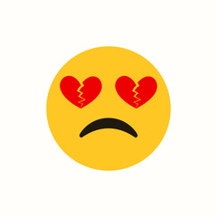 Sad Face with Heartbreak Eyes face Vector Illustration Design can Use for Print on T-shirt, Poster, Banner.