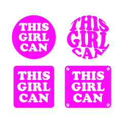 This Girl Can Pink Set of 4 Typography Vector Design. Poster Quote. Printable on T-shirt, Poster, Banner. Illustration Vector Design 