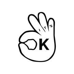 It's Ok with Hand Sign Typography Vector Design. Poster Quote. Printable on T-shirt, Poster, Banner. Illustration Vector Design 