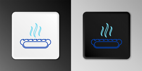 Line Hotdog sandwich with mustard icon isolated on grey background. Sausage icon. Fast food sign. Colorful outline concept. Vector