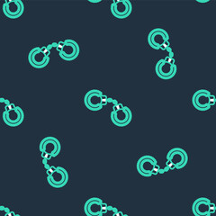 Line Sexy fluffy handcuffs icon isolated seamless pattern on black background. Handcuffs with fur. Fetish accessory. Sex shop stuff for sadist and masochist. Vector