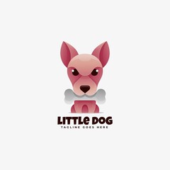 Vector Logo Illustration Little Dog Gradient Colorful Style.