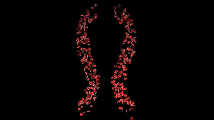 3D rendering of erythrocyte. The background is black.