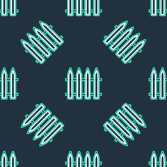 Line Garden fence wooden icon isolated seamless pattern on black background. Vector