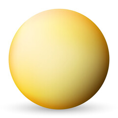 Glass yellow ball or precious pearl. Glossy realistic ball, 3D abstract vector illustration highlighted on a white background. Big metal bubble with shadow