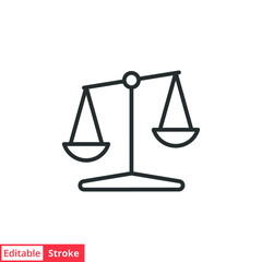 Libra line icon. Simple outline style. Scale, balance, comparison, compare, legal, law, justice, weight concept. Pictogram, vector illustration isolated on white background. Editable stroke EPS 10.