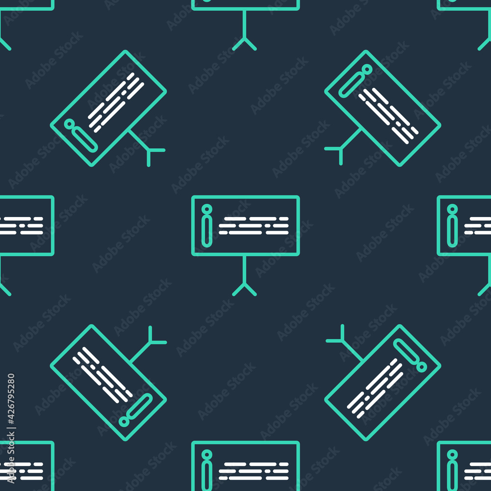 Poster line information icon isolated seamless pattern on black background. vector