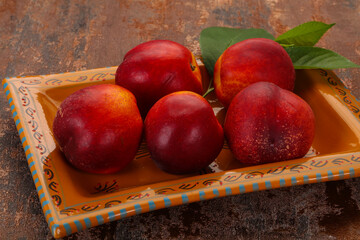 Sweet tasty ripe few nectarines