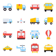 Pack of Transport Flat Icons