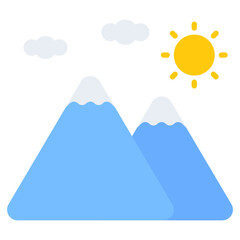 A flat design, icon of mountains
