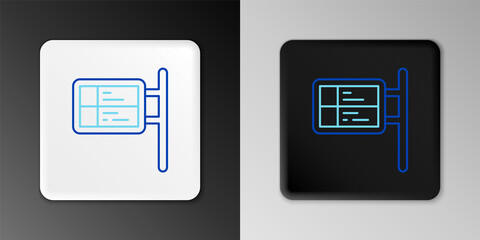 Line Public transport board icon isolated on grey background. Mechanical scoreboard. Info of flight on the billboard in the train. Colorful outline concept. Vector