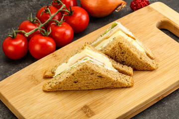 Club sandwich with chicken and cheese