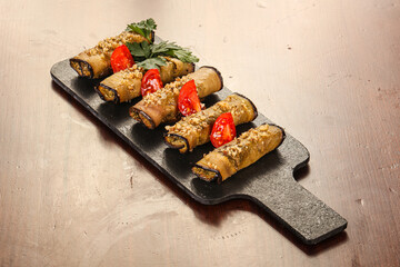 Caucasian cuisine - Stuffed eggplant roll