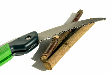 Garden folding compact saw for pruning trees and bushes. 