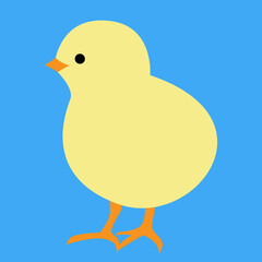青い背景に黄色いひよこのイラスト 
Baby chick illustration in blue