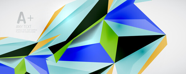 Vector triangle geometric backgrounds. Low poly 3d shape on light backdrop. Vector illustration for covers, banners, flyers and posters and other designs