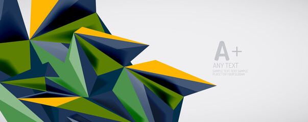 Vector triangle geometric backgrounds. Low poly 3d shape on light backdrop. Vector illustration for covers, banners, flyers and posters and other designs