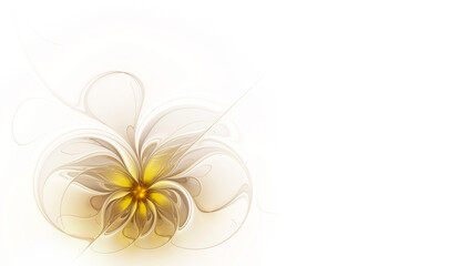 Abstract fractal beautiful golden brown flower on white background