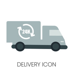 Fast shipping delivery truck flat vector icon for apps and websites. Eps 10 vector illustration.