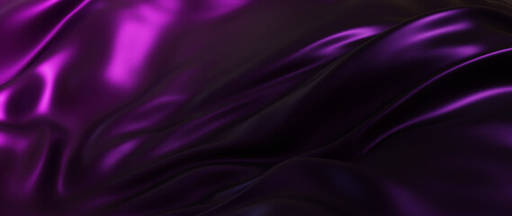 3d render of dark and Purple silk. iridescent holographic foil. abstract art fashion background.