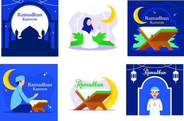 Group of Ramadhan Flat Design