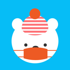 マスクを着けた冬の動物 
Winter animals with mask 